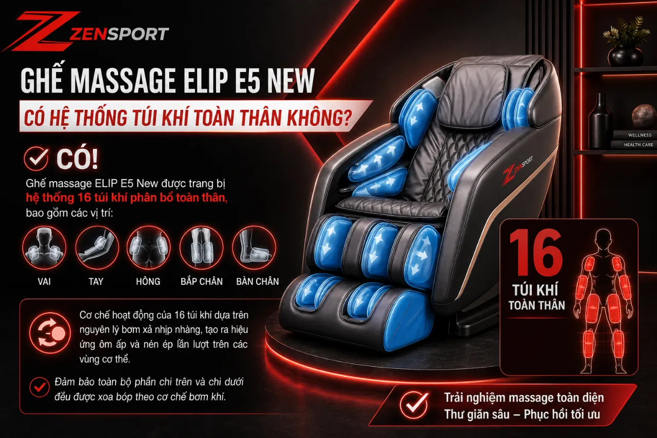 Ghế Massage ELIP E5 New Có Hệ Thống Túi Khí Toàn Thân Không?