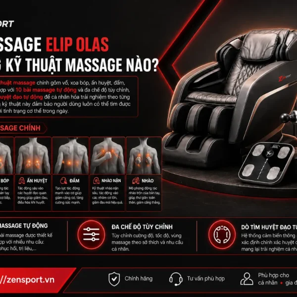 Ghế Massage ELIP Olas: Con Lăn 6E, Trục SSLL-Plus