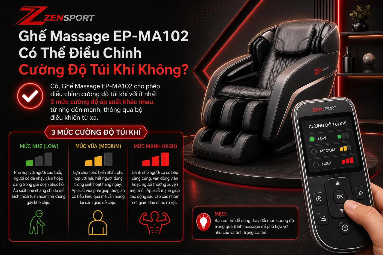 Ghế Massage EP-MA102 Có Thể Điều Chỉnh Cường Độ Túi Khí Không?