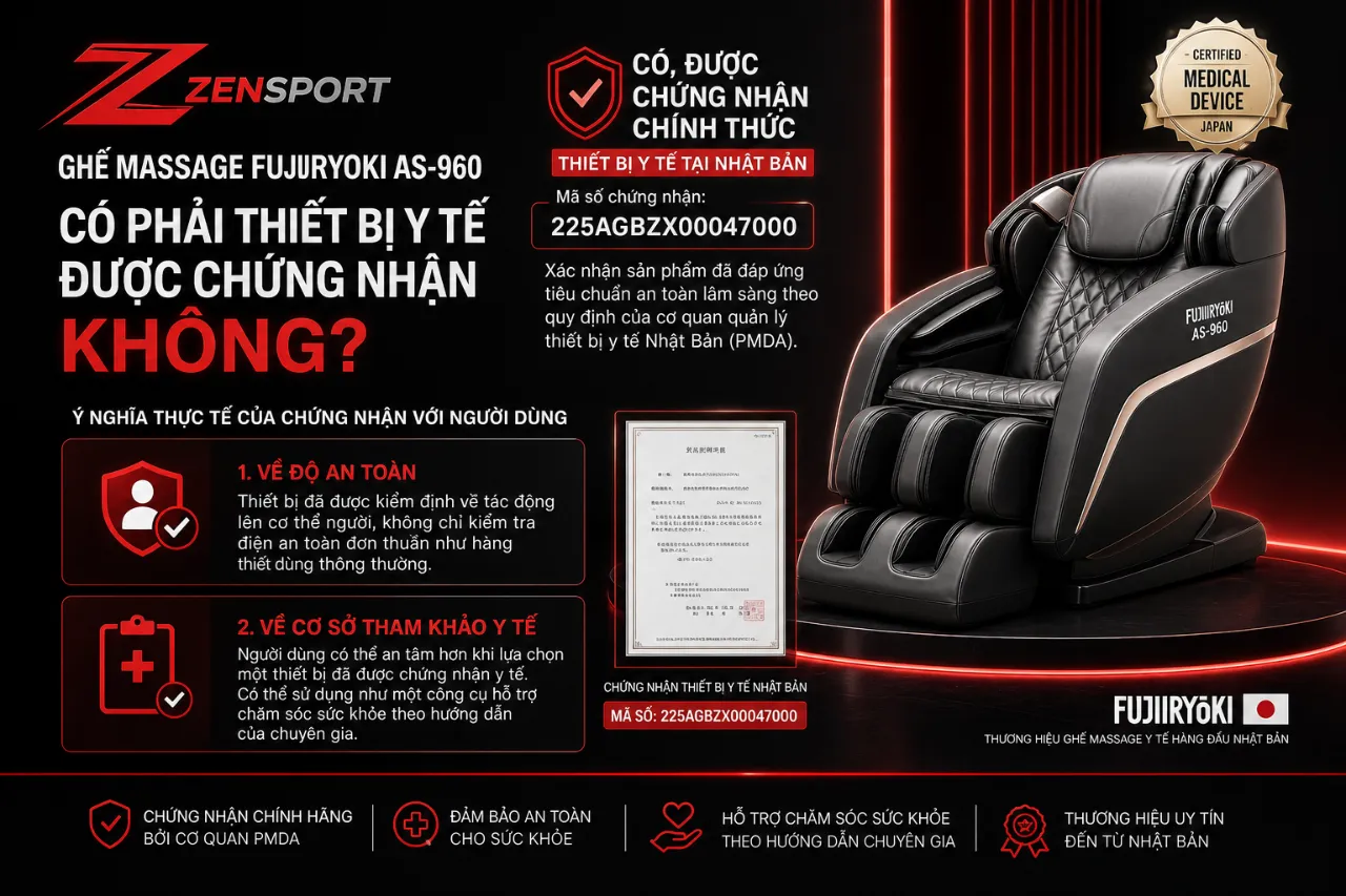 Ghế Massage Fujiiryoki AS-960 Có Phải Thiết Bị Y Tế Được Chứng Nhận Không?