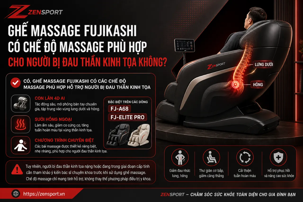 Ghế Massage Fujikashi Có Chế Độ Massage Phù Hợp Cho Người Bị Đau Thần Kinh Tọa Không?