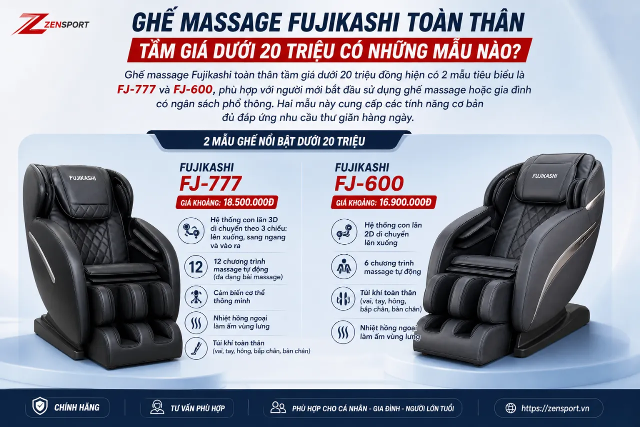 Ghế Massage Fujikashi Toàn Thân Tầm Giá Dưới 20 Triệu Có Những Mẫu Nào?