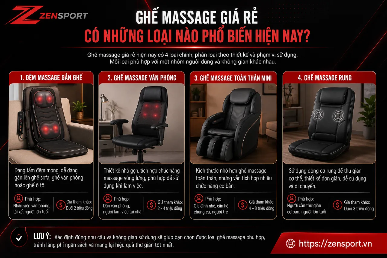 Ghế Massage Giá Rẻ Có Những Loại Nào Phổ Biến Hiện Nay?