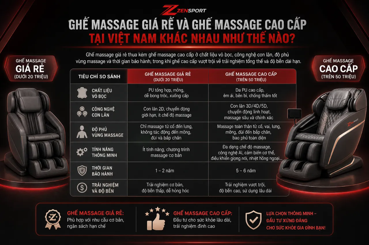 Ghế Massage Giá Rẻ Và Ghế Massage Cao Cấp Tại Việt Nam Khác Nhau Như Thế Nào?