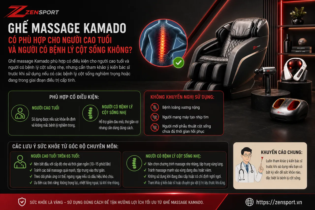 Ghế Massage Kamado Có Phù Hợp Cho Người Cao Tuổi Và Người Có Bệnh Lý Cột Sống Không?