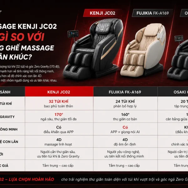 Ghế Massage Kenji JC02: 32 Túi Khí, Zero Gravity 170 Độ