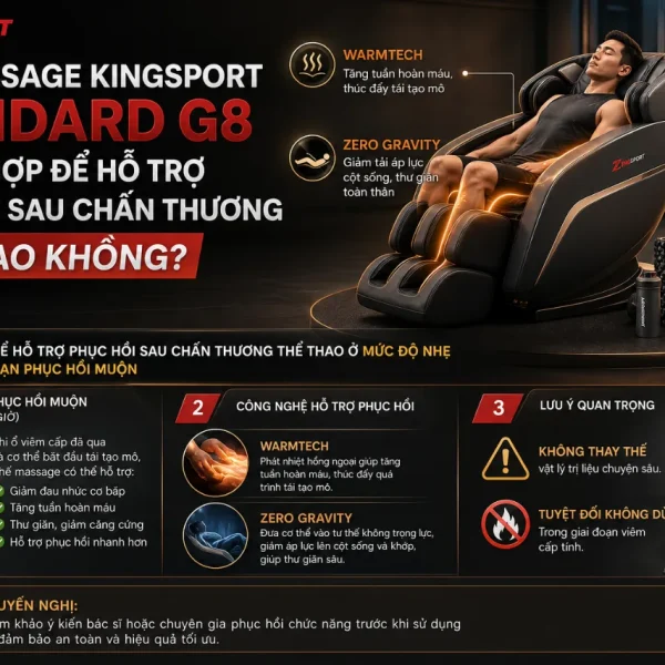 Ghế Massage KingSport Standard G8: Warmtech, Zero Gravity