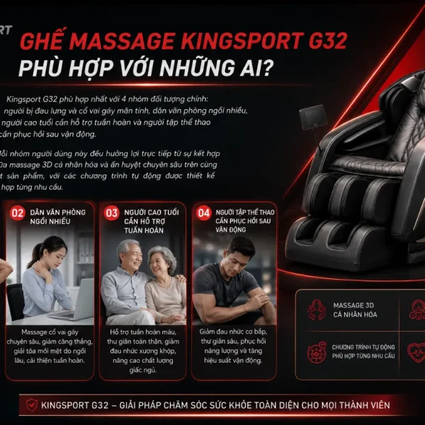 Ghế Massage Kingsport G32: Massage 3D, Ấn Huyệt Chuyên Sâu