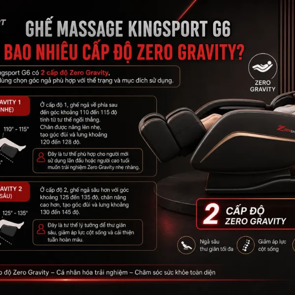 Ghế Massage Kingsport G6: 12 Bài Massage, Zero Gravity