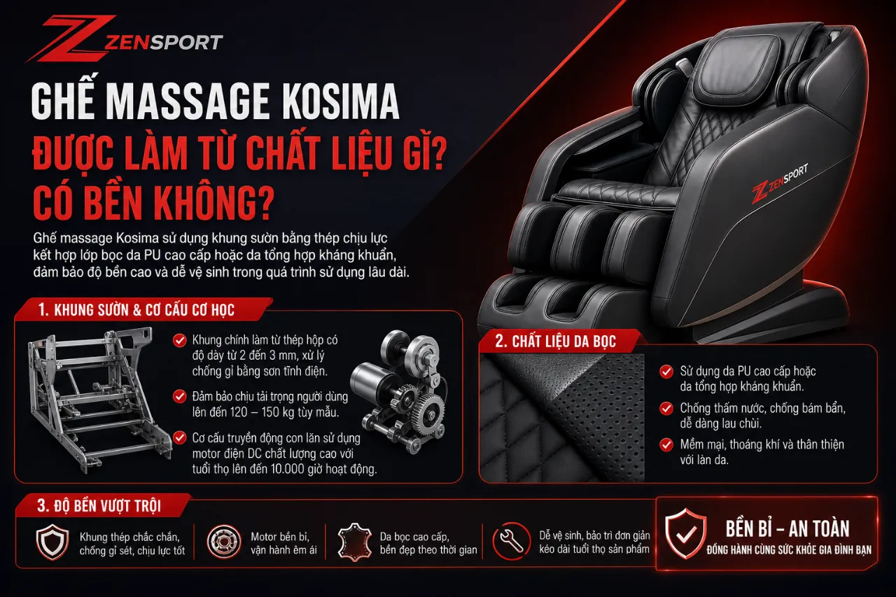 Ghế Massage Kosima Được Làm Từ Chất Liệu Gì? Có Bền Không?