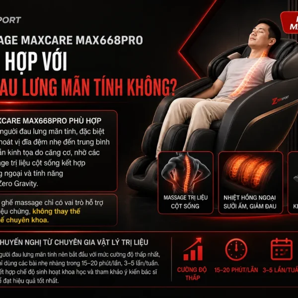 Ghế Massage Maxcare Max668Pro: 18 Bài Massage, Điều Khiển Giọng Nói