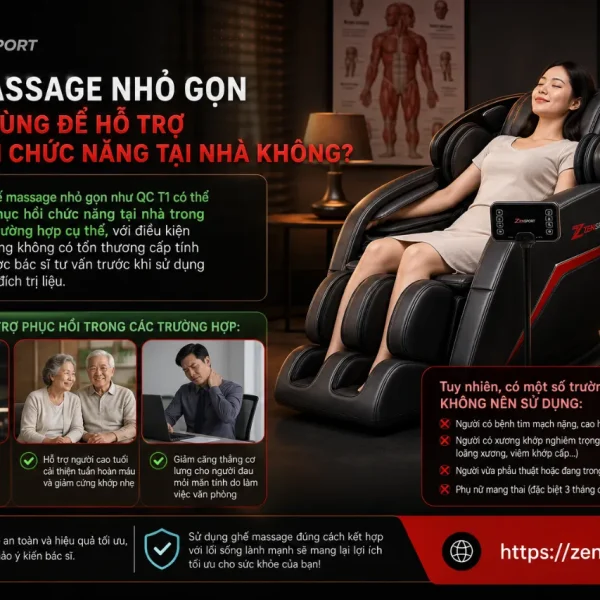 Ghế Massage Queen Crown QC T1 Nhỏ Gọn, Không Trọng Lực