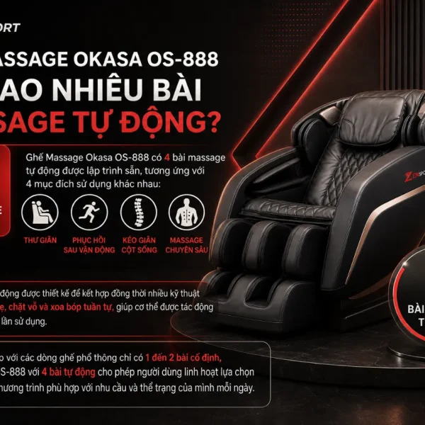 Ghế Massage Okasa OS-888: Con Lăn 4D, Khung SL 135cm