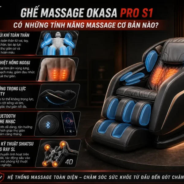 Ghế Massage Okasa Pro S1: Điều Khiển Giọng Nói, 9 Bài Tự Động