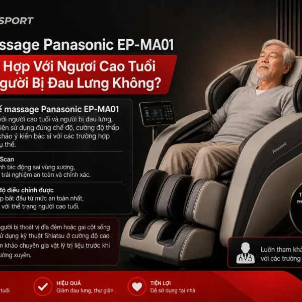 Ghế Massage Panasonic EP-MA01: AI Quét Cơ Thể, 6 Kỹ Thuật Massage