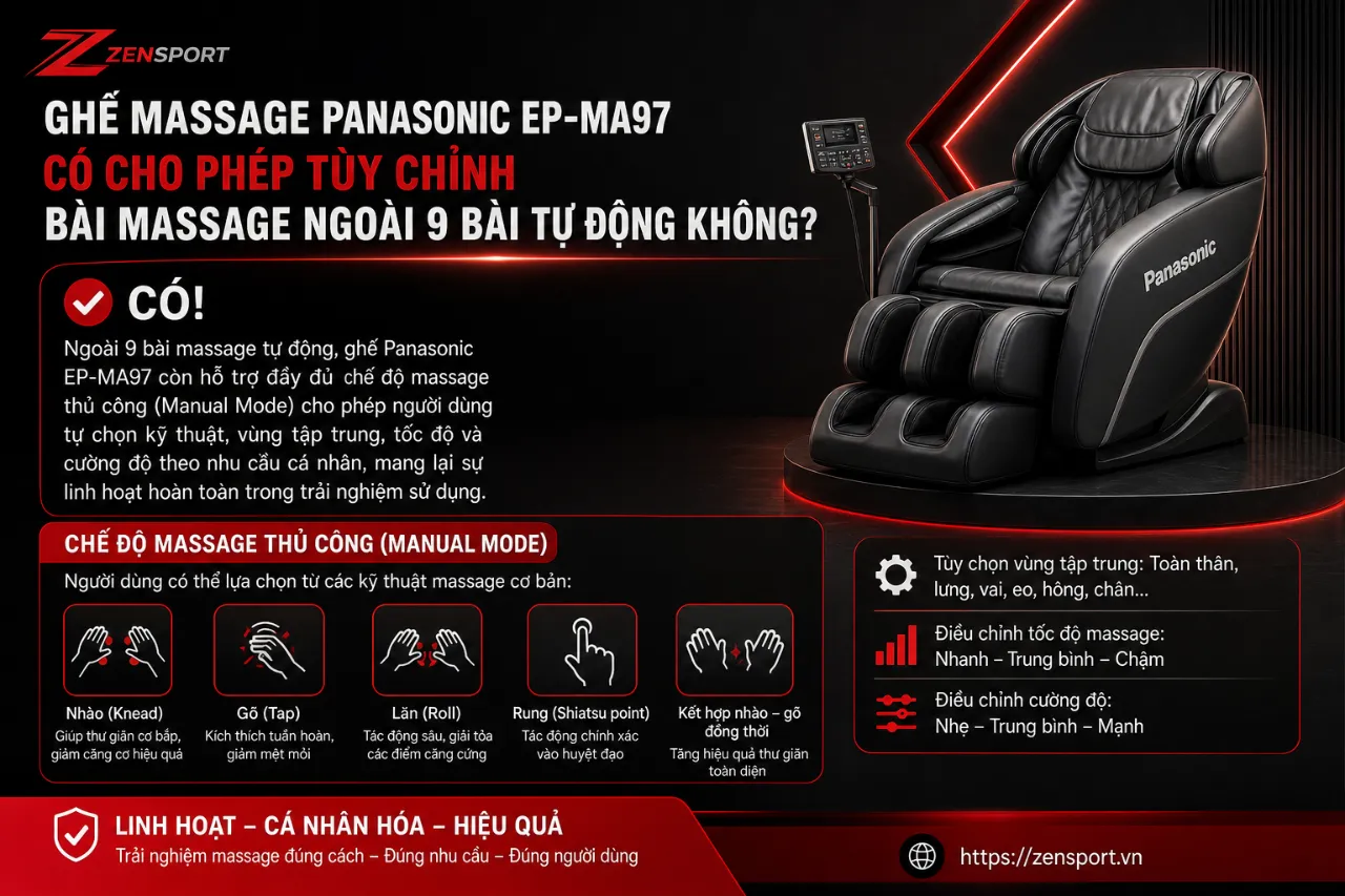Ghế Massage Panasonic EP-MA97 Có Cho Phép Tùy Chỉnh Bài Massage Ngoài 9 Bài Tự Động Không?