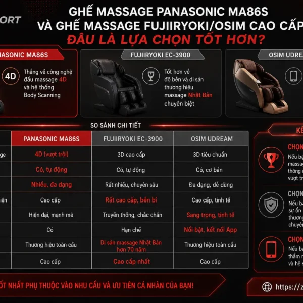 Ghế Massage Panasonic MA86S: Cục Đấm 4D, Massage Toàn Thân