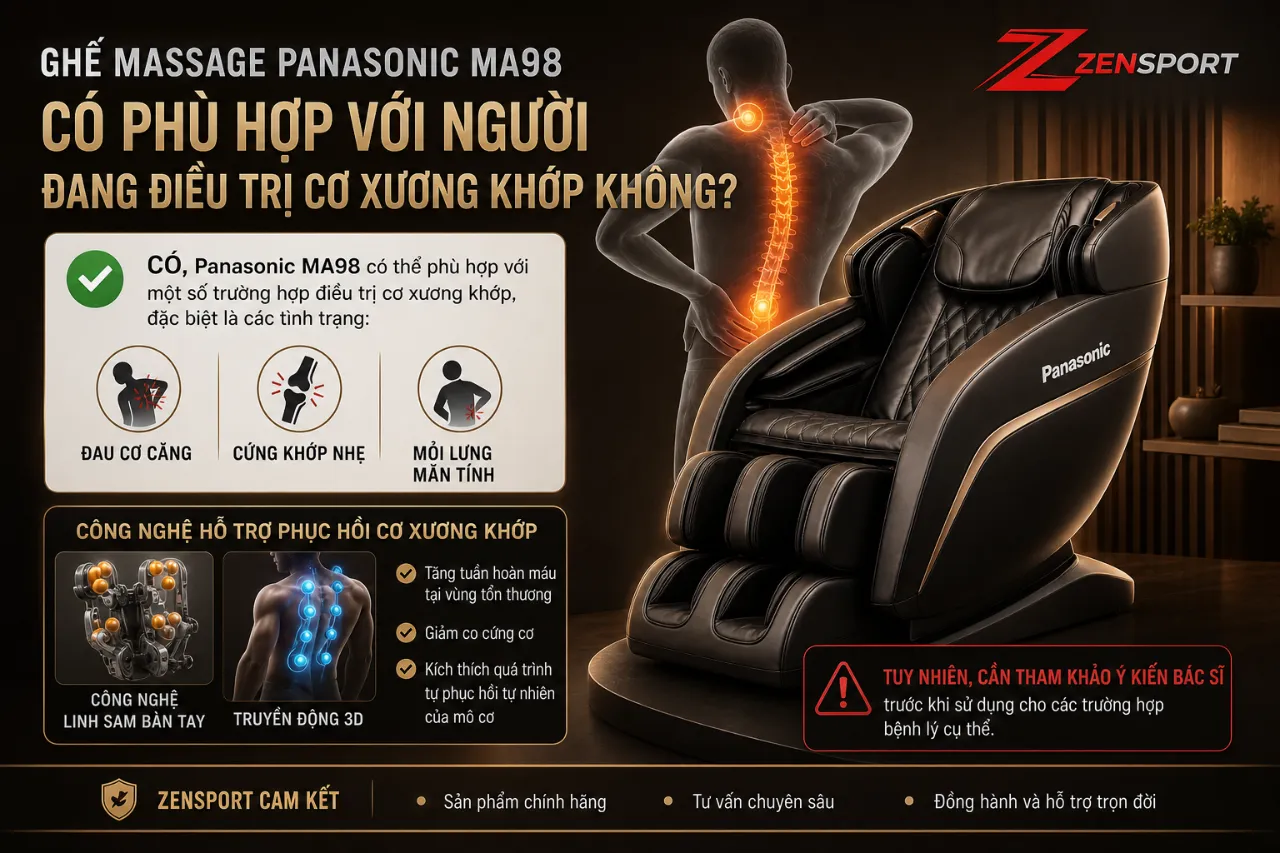Ghế Massage Panasonic MA98 Có Phù Hợp Với Người Đang Điều Trị Cơ Xương Khớp Không?