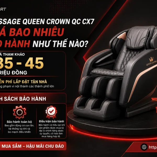 Ghế Massage Queen Crown QC CX7: Con Lăn Ngọc Linh, Túi Khí Kép