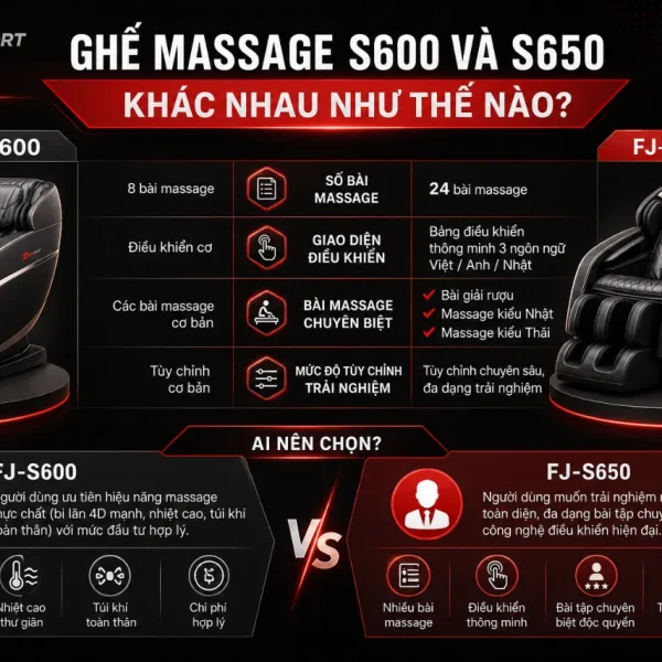 Ghế Massage Fuji Luxury S600: Bi Lăn 4D MAX, 10 Bài Massage