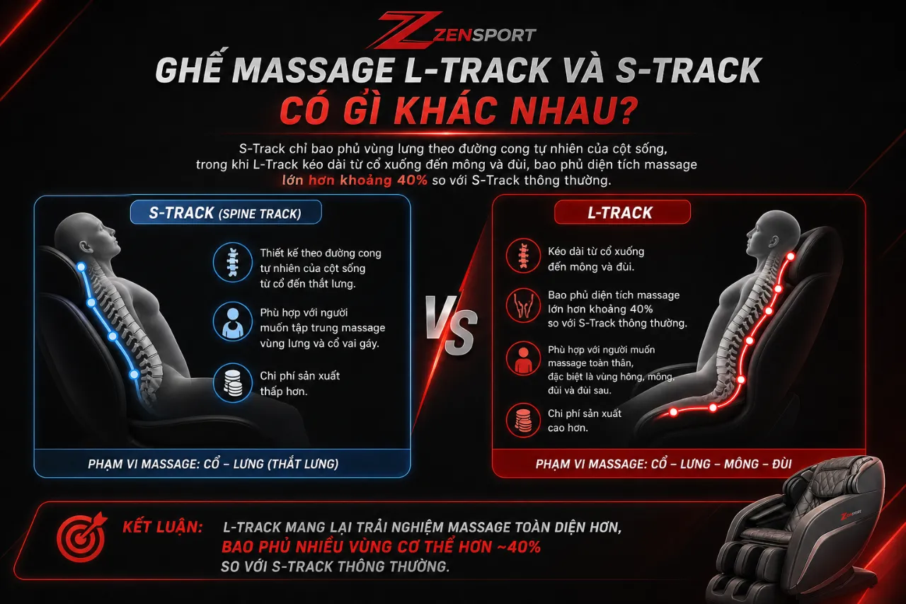 Ghế Massage Sử Dụng L-Track Và S-Track Có Gì Khác Nhau?
