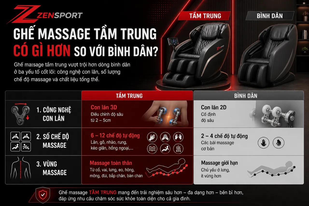 Ghế Massage Tầm Trung Có Gì Hơn So Với Bình Dân?