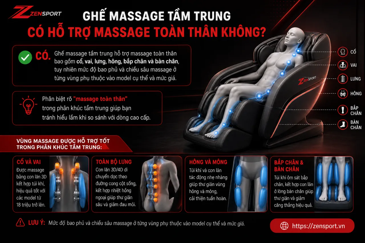 Ghế Massage Tầm Trung Có Hỗ Trợ Massage Toàn Thân Không?