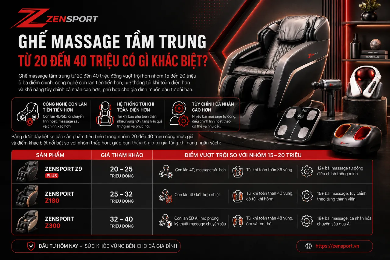 Ghế Massage Tầm Trung Từ 20 Đến 40 Triệu Có Gì Khác Biệt?