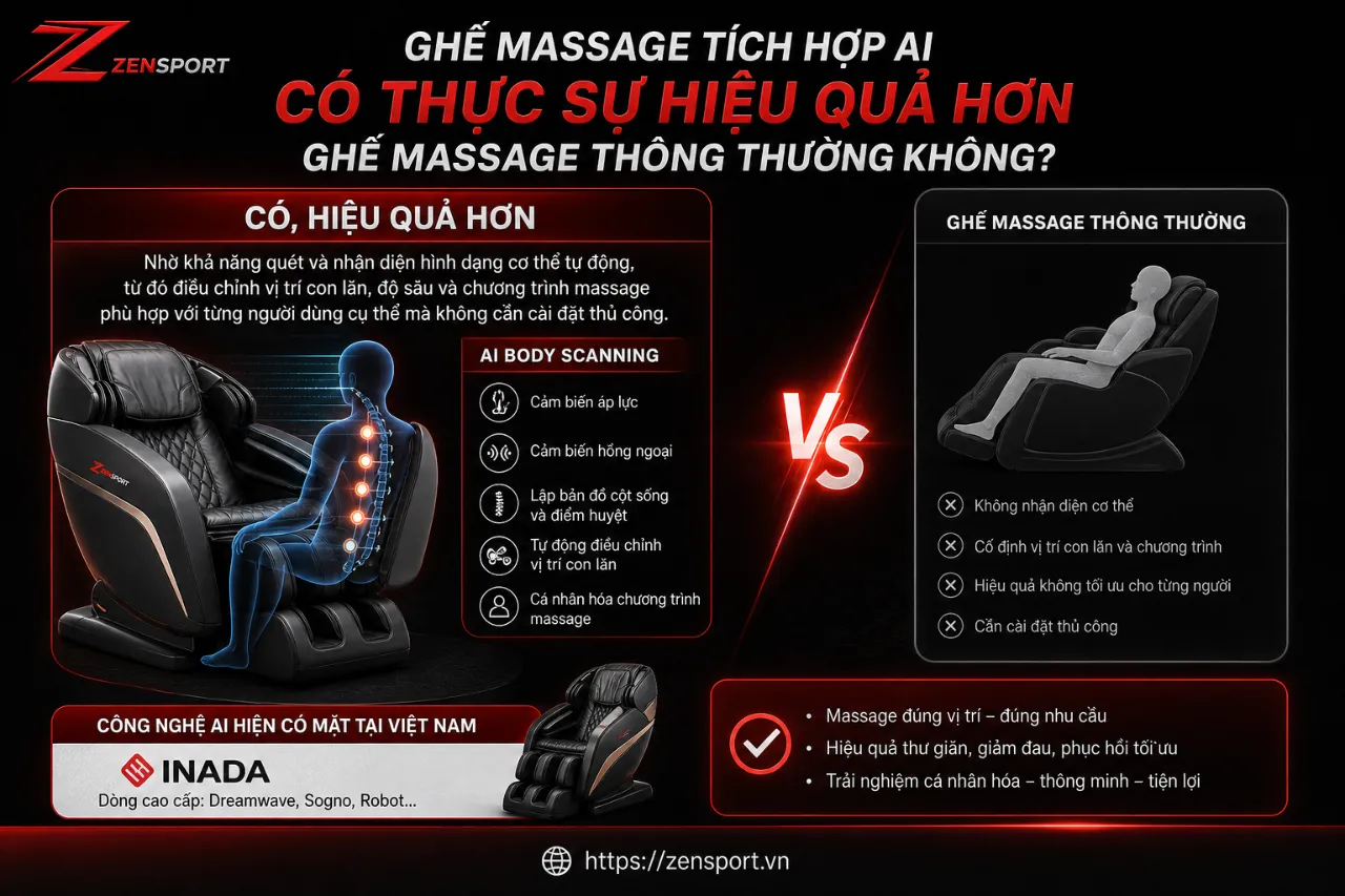 Ghế Massage Tích Hợp AI Có Thực Sự Hiệu Quả Hơn Ghế Massage Thông Thường Không?