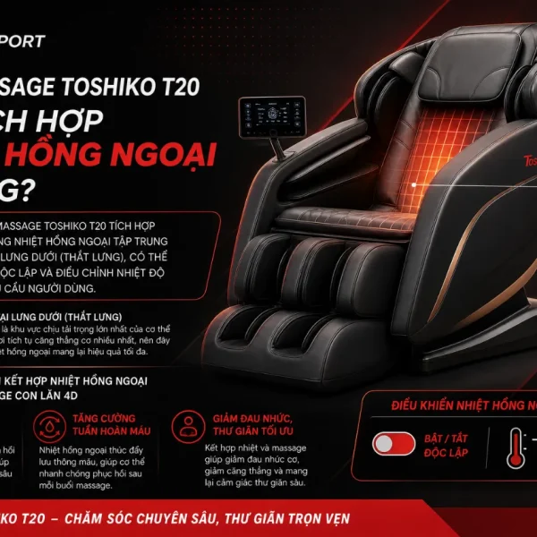 Ghế Massage Toshiko T20: Con Lăn 4D, Túi Khí Toàn Thân