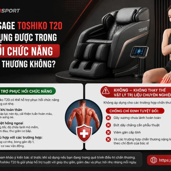 Ghế Massage Toshiko T20: Con Lăn 4D, Túi Khí Toàn Thân
