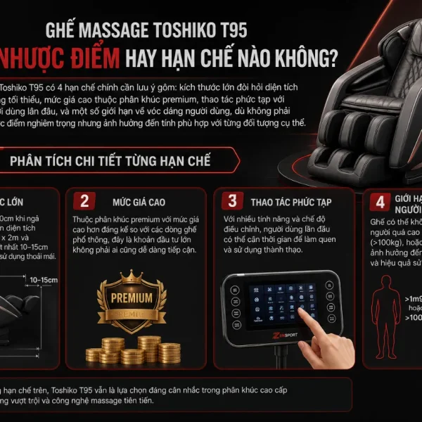 Ghế Massage Toshiko T95: 4D 360°TheraTouch, SL-track 135cm