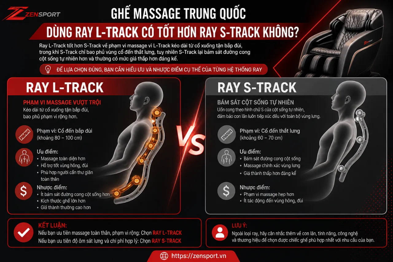 Ghế Massage Trung Quốc Dùng Ray L-Track Có Tốt Hơn Ray S-Track Không?