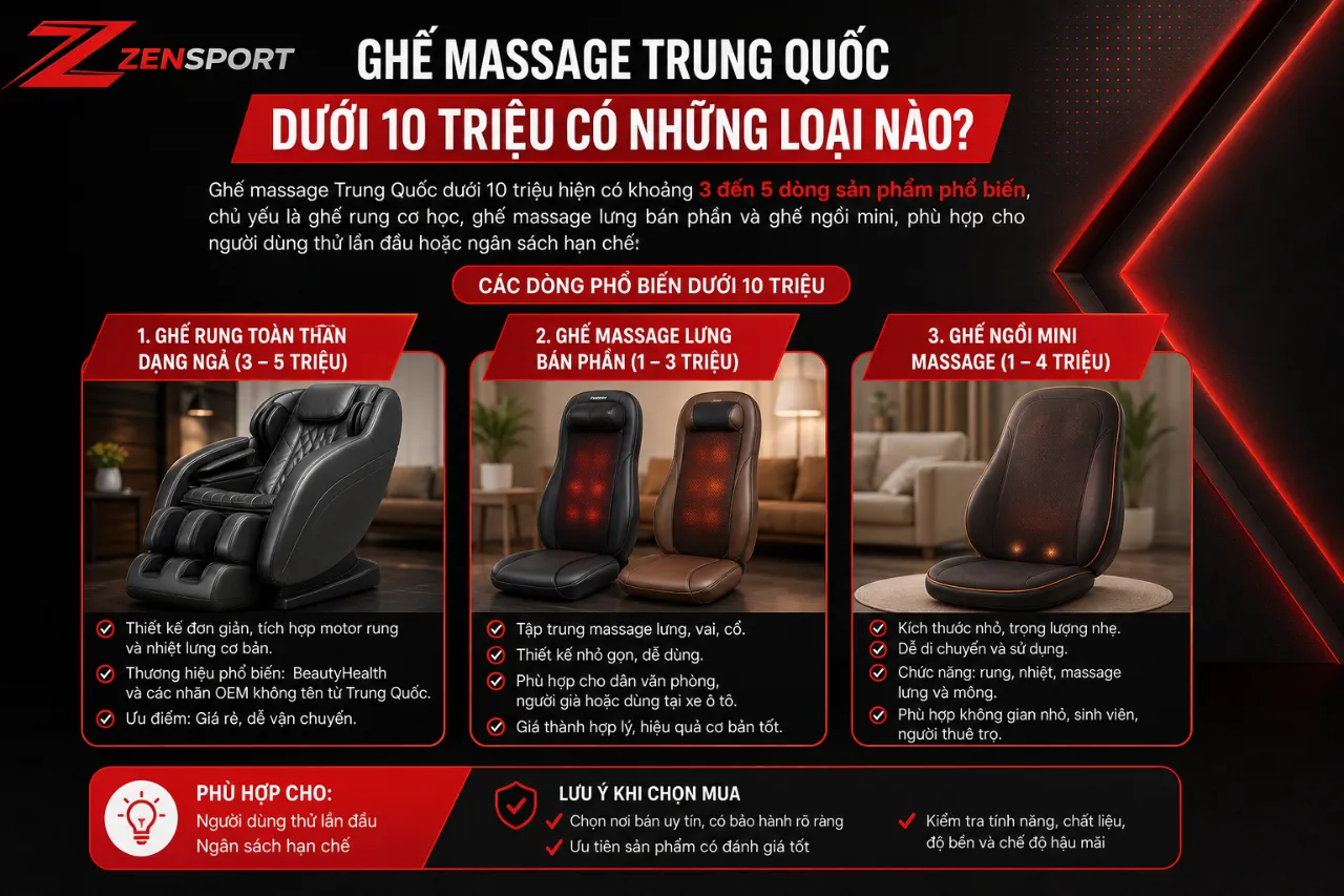 Ghế Massage Trung Quốc Dưới 10 Triệu Có Những Loại Nào?