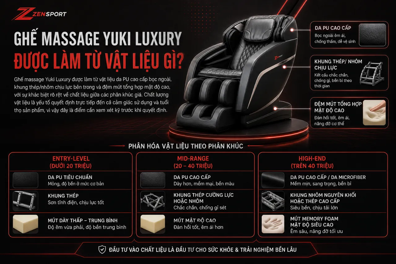 Ghế Massage Yuki Luxury Được Làm Từ Vật Liệu Gì?