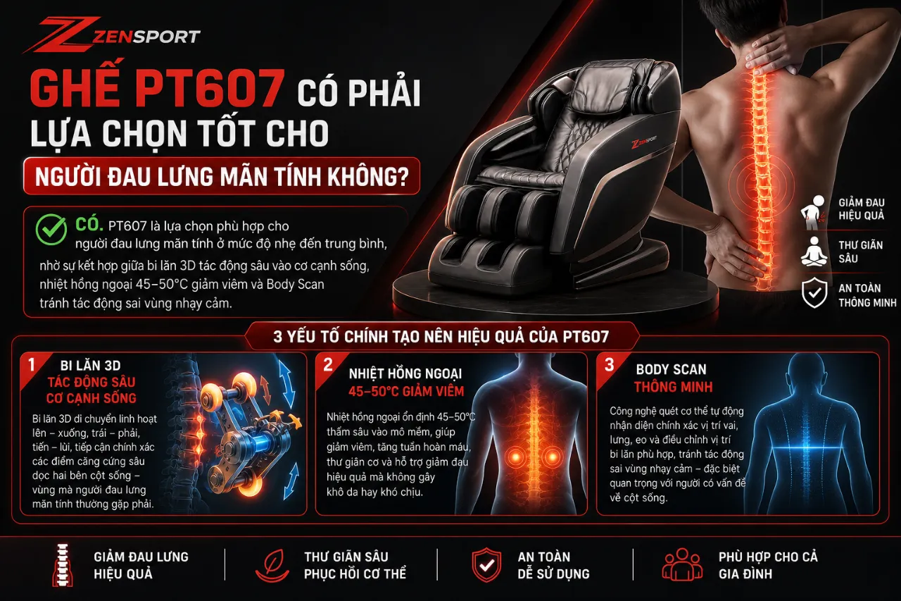 Ghế PT607 Có Phải Lựa Chọn Tốt Cho Người Đau Lưng Mãn Tính Không?