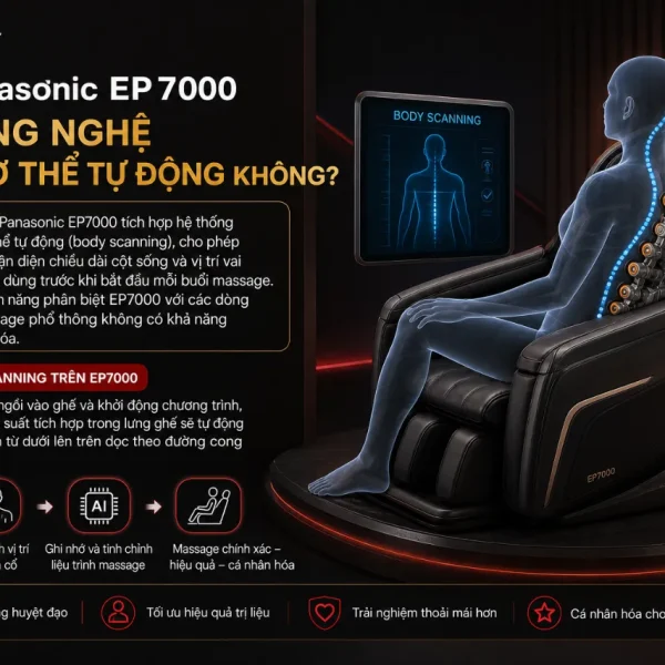 Ghế Massage Panasonic EP7000: Con Lăn 3D, Ngả Như Giường