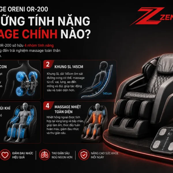 Ghế massage Oreni OR-200: Zero Gravity, điều khiển giọng nói