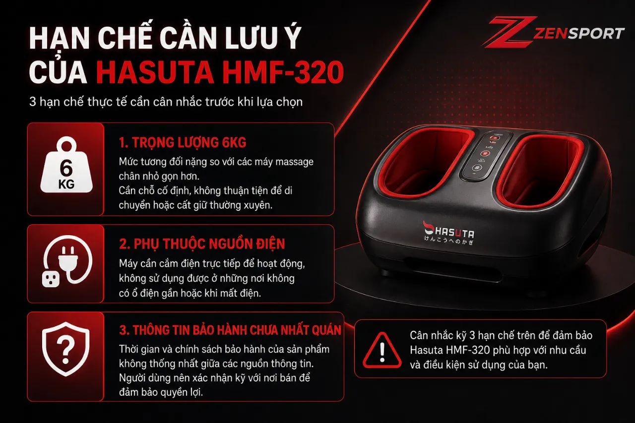 Hạn chế cần lưu ý của Hasuta HMF-320