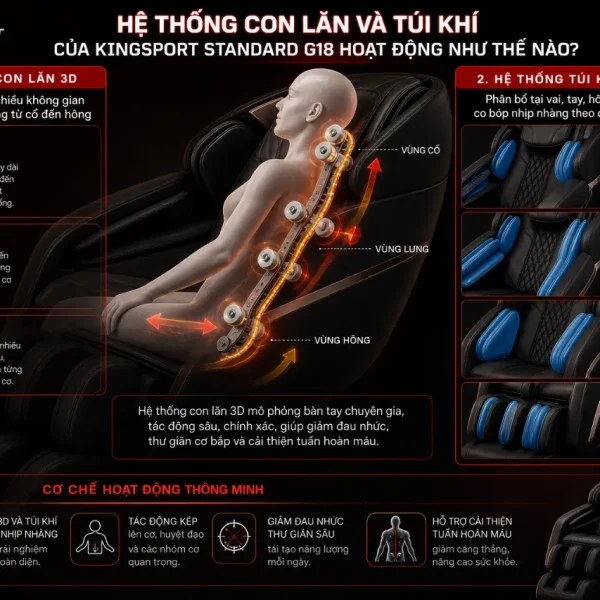 Ghế Massage KingSport Standard G18: Kingtech Touch Pro, Warmtech