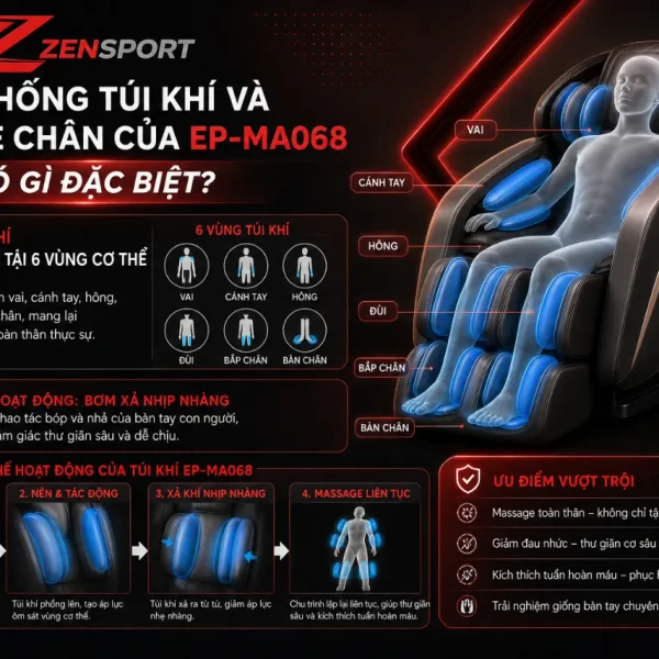 Ghế Massage Panasonic EP-MA068: 9 Bài Massage Tự Động, Ngả 170 Độ