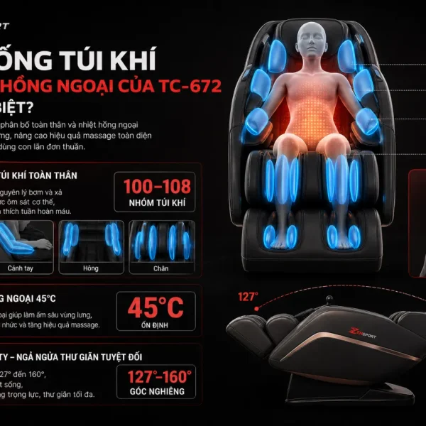 Ghế Massage Tokuyo TC-672 Massage 4D, 8 Con Lăn Silicon