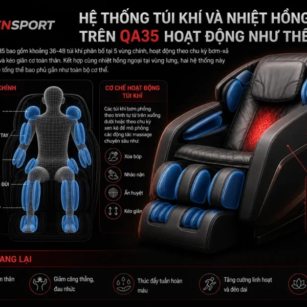 Ghế Massage Queen Crown QA35: 8 Chương Trình, 3D Max