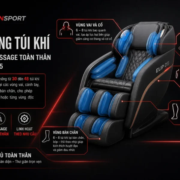 Ghế Massage ELIP D5: Nhiệt Hồng Ngoại, Massage Từ Tính