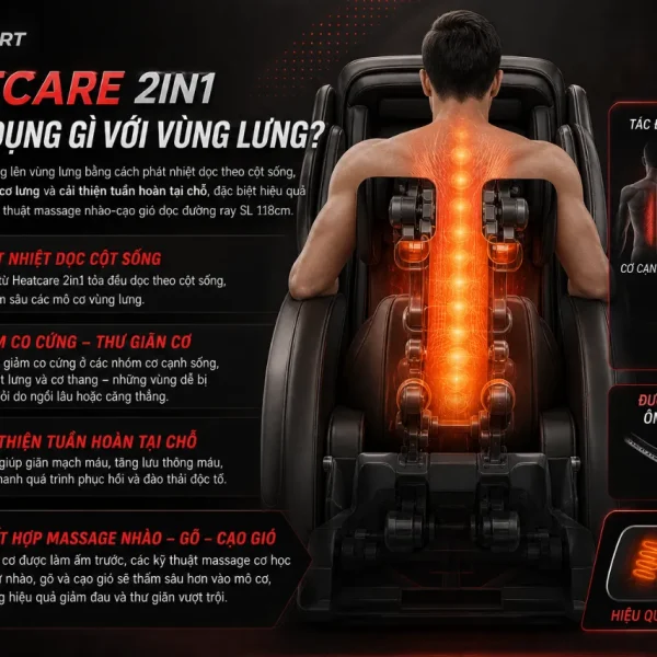 Ghế massage Kaitashi Sumi: 12 chương trình, Heatcare 2in1