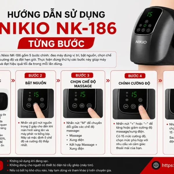 Máy massage đầu gối Nikio NK-186: Massage 5in1, 6 chế độ