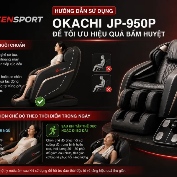 Máy massage chân OKACHI JP-950P: Châm cứu bấm huyệt, 25 chế độ