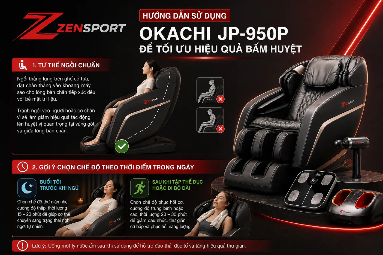 Hướng Dẫn Sử Dụng OKACHI JP-950P Để Tối Ưu Hiệu Quả Bấm Huyệt