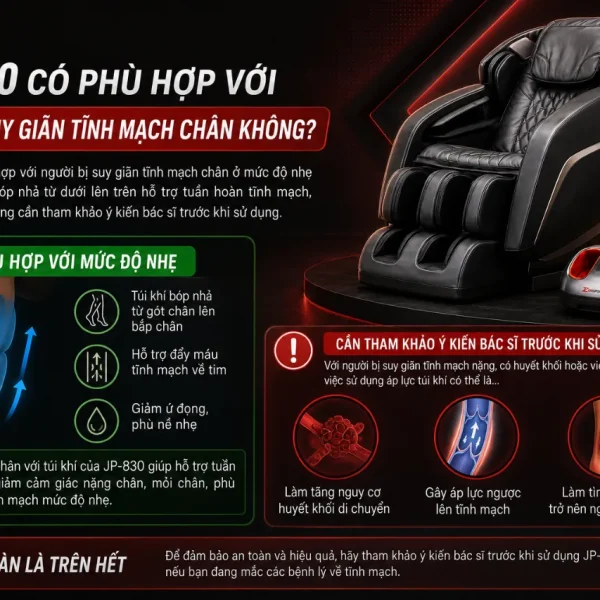 Máy massage chân OKACHI JP-830: Con lăn 4D, túi khí bắp chân