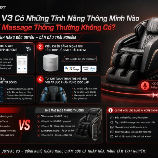 Ghế Massage Xiaomi Joypal V3: Con Lăn 4D, 13 Kỹ Thuật Massage